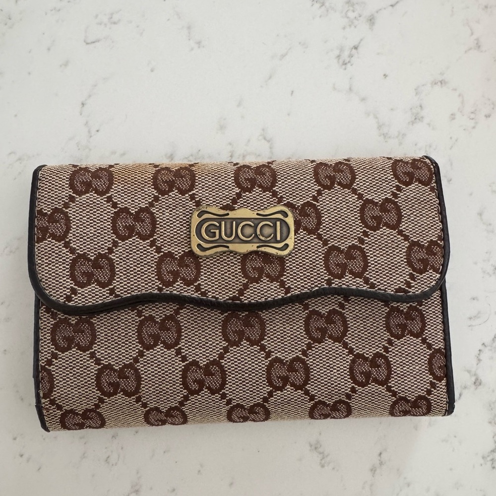 Gucci Beige and Brown Monogram Wallet